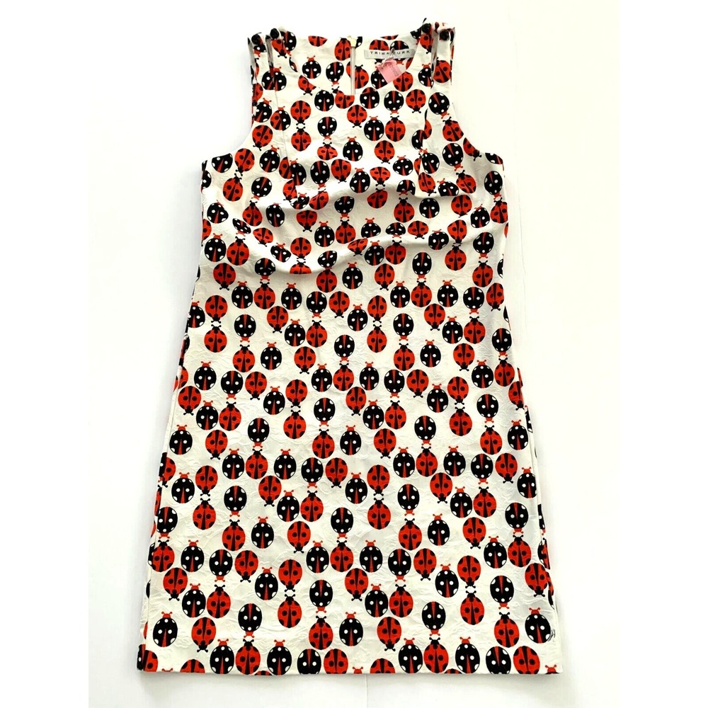 Trina‎ Turk Dottey Ladybug Lady Bug Stretch Cotton Shift Dress sz 2